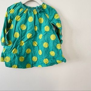 12m Baby Gap Green Blue Polka Dot Dress / Shirt